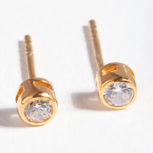 Cubic Zirconia Circle Stud Earrings
