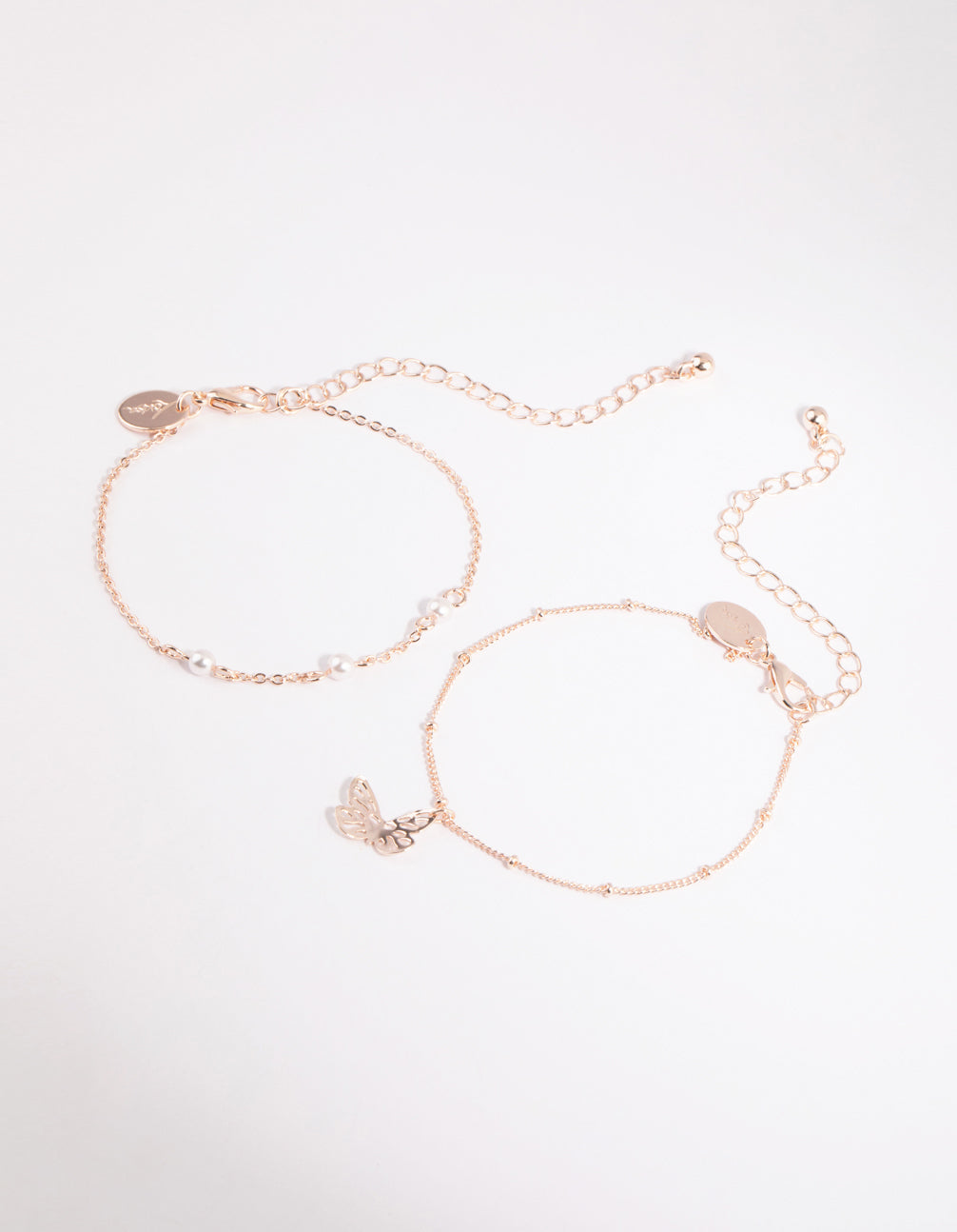 Rose Pearl & Butterfly Bracelet Set