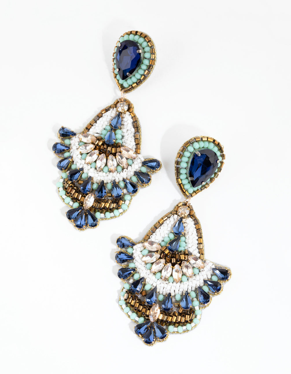 Green Beaded Chandelier Earrings