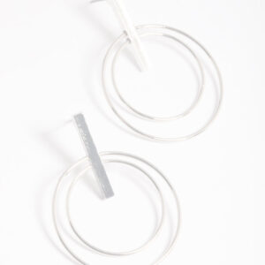 Rhodium Double Sided Circle Earrings