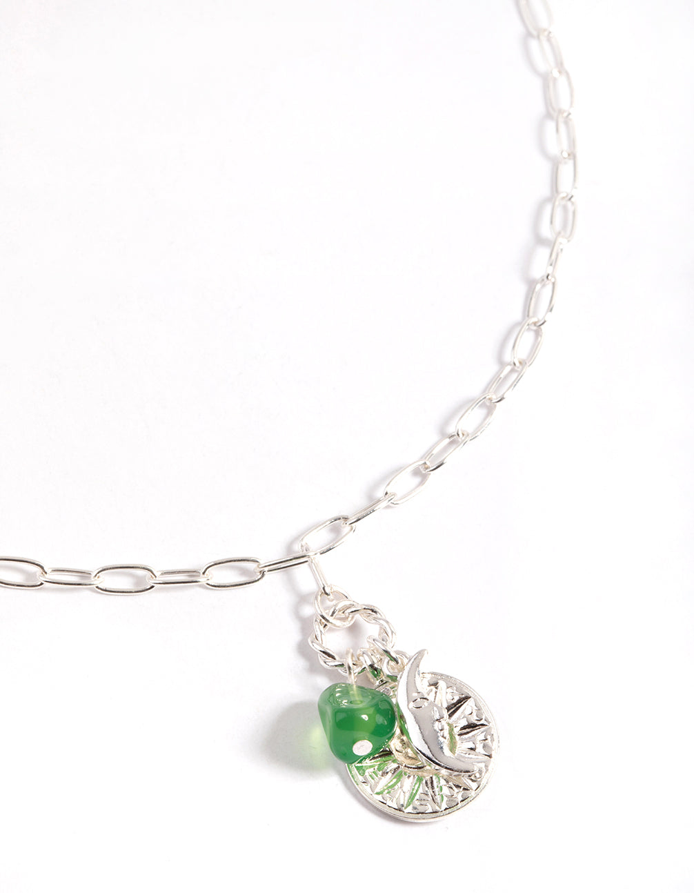 Crescent & Disc Charm Necklace
