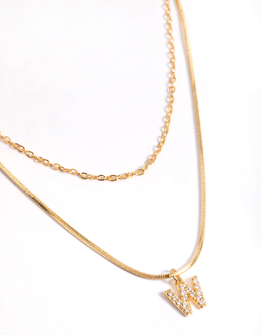 Letter W Layered Initial Necklace