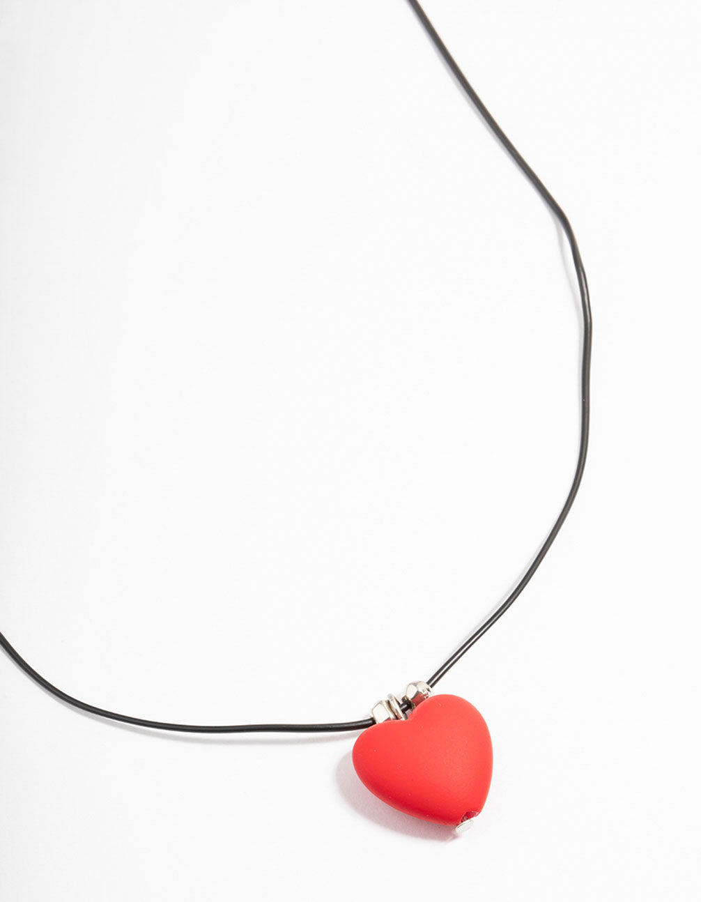 Rhodium Heart Beaded Necklace