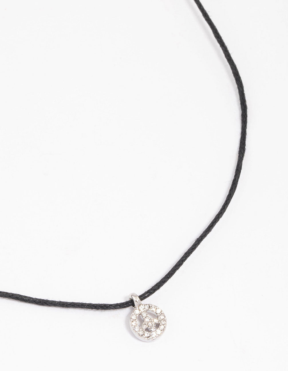 Rhodium Peace Sign Pendant Necklace