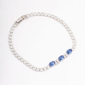 Rhodium Oval Tennis Bracelet