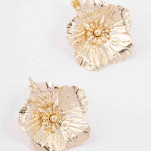 Textured Flower Hoop Earrings