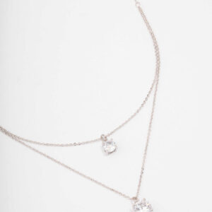 Rhodium Layered Solitaire Necklace