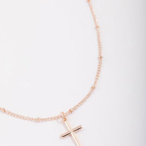 Rose Classic Cross Ball Chain Necklace