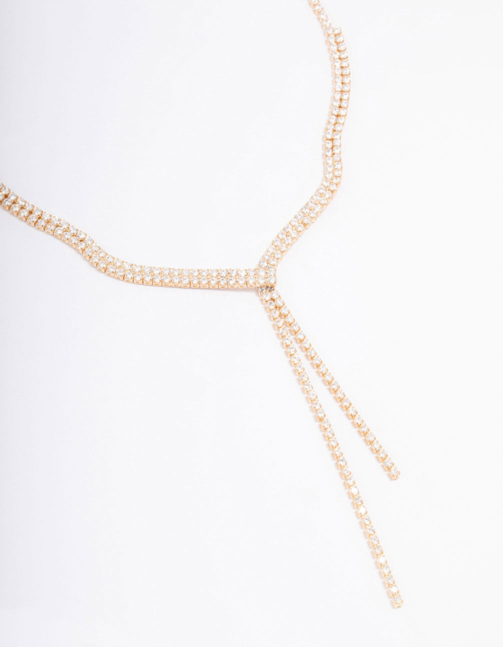 Ribbon Cubic Zirconia Lariat Necklace