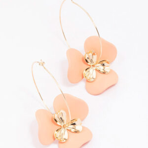 Large Flower Wire Hoop Earrings