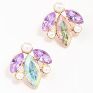 Crystal & Pearl Marquise Stud Earrings