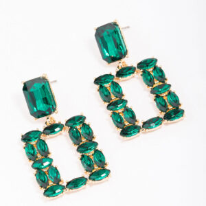 Mixed Emerald Stone Drop Earrings