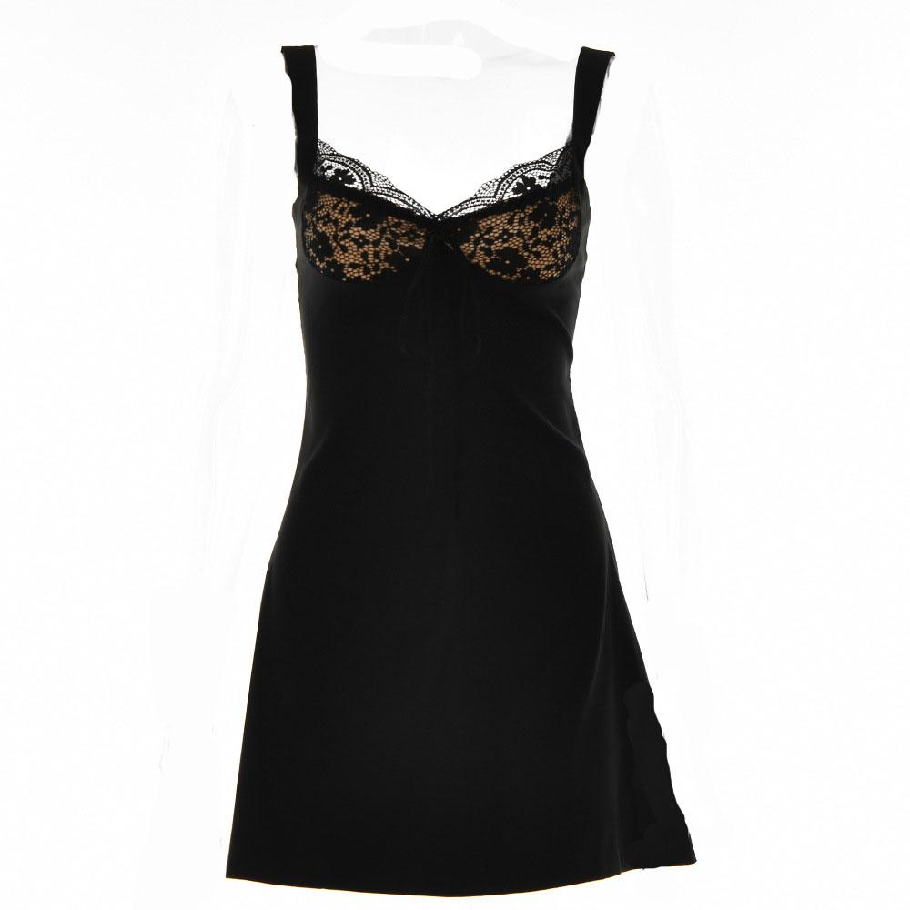 Short sleeve solid lace hem zip-up backless mini dress - Image 2