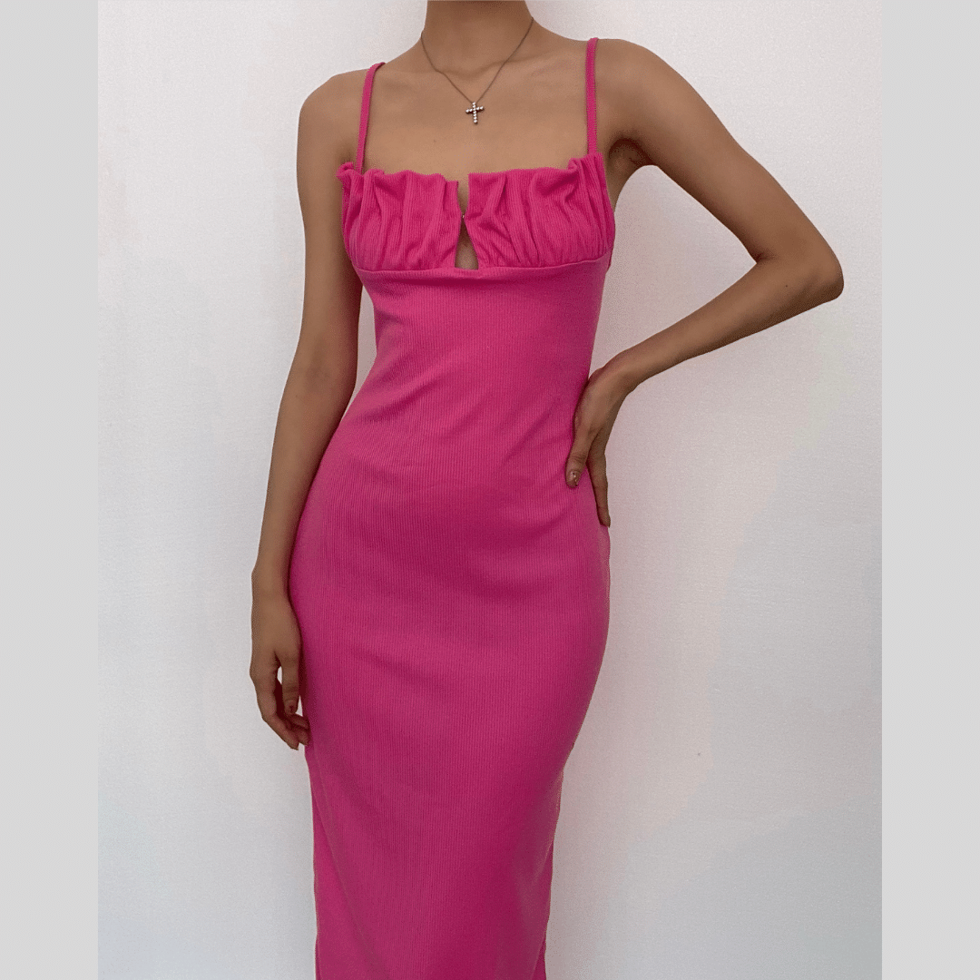 Sleeveless solid ruched ribbed backless cami dress - Image 9