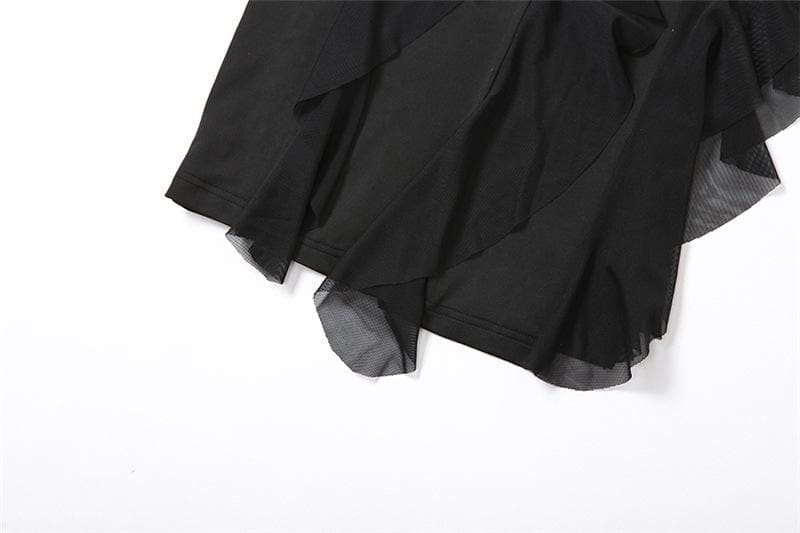 Irregular backless solid ruffle slit tube midi dress - Image 8