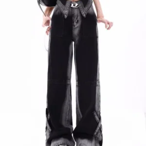 Vintage Harajuku Jeans Women Clothes For Teenagers Y2k Women's Slacks Fashion Aesthetic Clothing Autumn New Products Baggy Pants