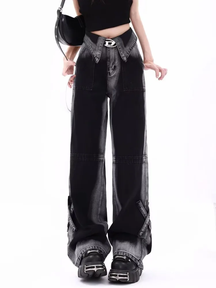 Vintage Harajuku Jeans Women Clothes For Teenagers Y2k Women's Slacks Fashion Aesthetic Clothing Autumn New Products Baggy Pants