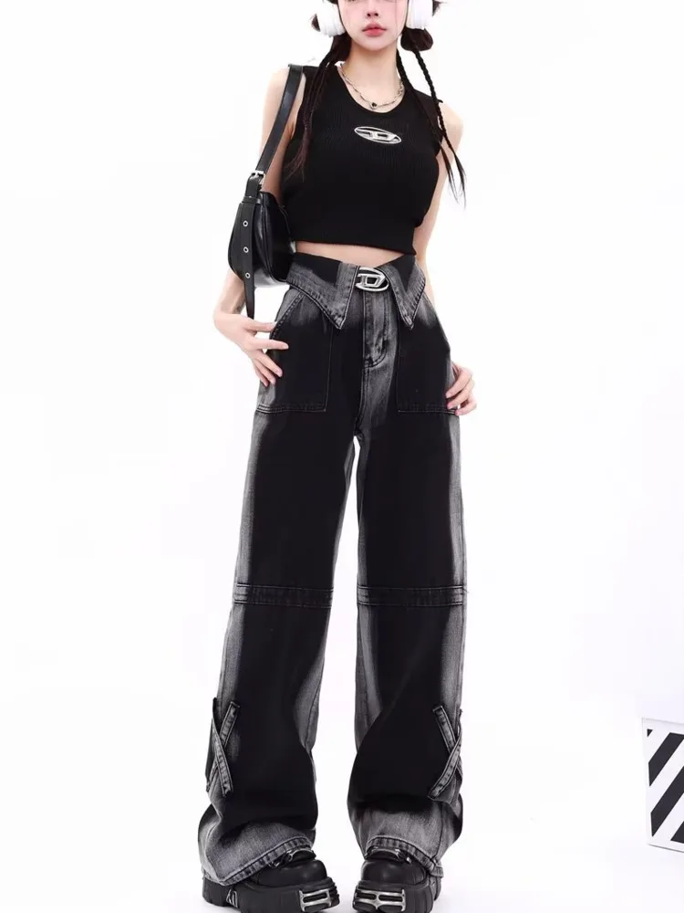 Vintage Harajuku Jeans Women Clothes For Teenagers Y2k Women's Slacks Fashion Aesthetic Clothing Autumn New Products Baggy Pants - Image 6