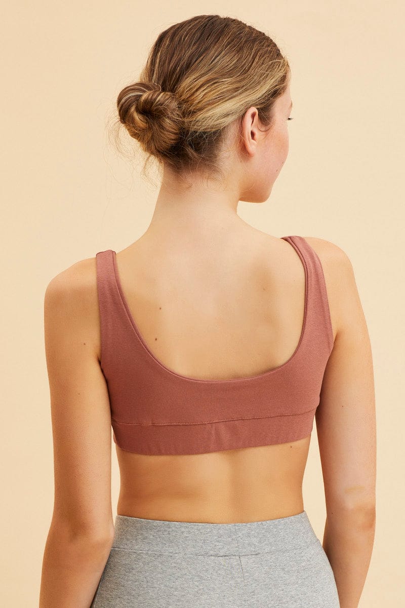 Brown Crop Top Square Neck Cotton Stretch - Image 5