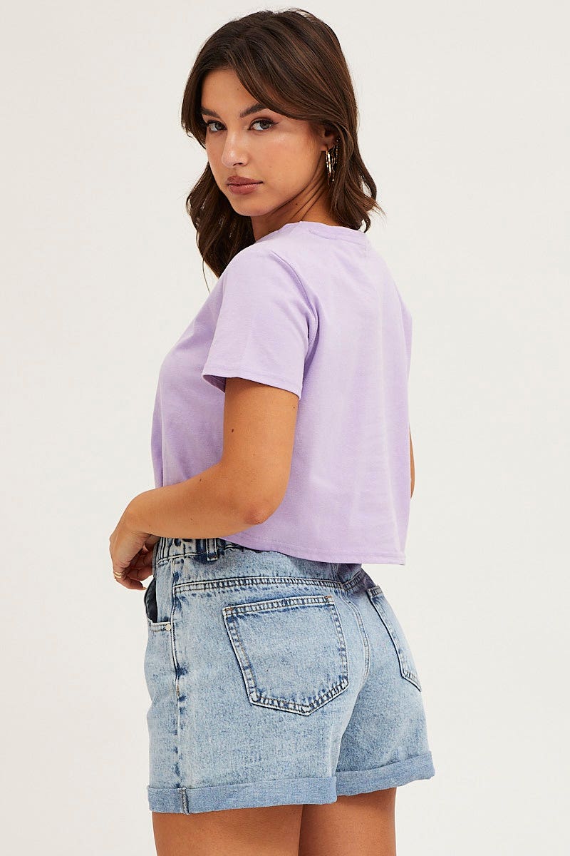 Blue High Rise Relaxed Denim Shorts - Image 5