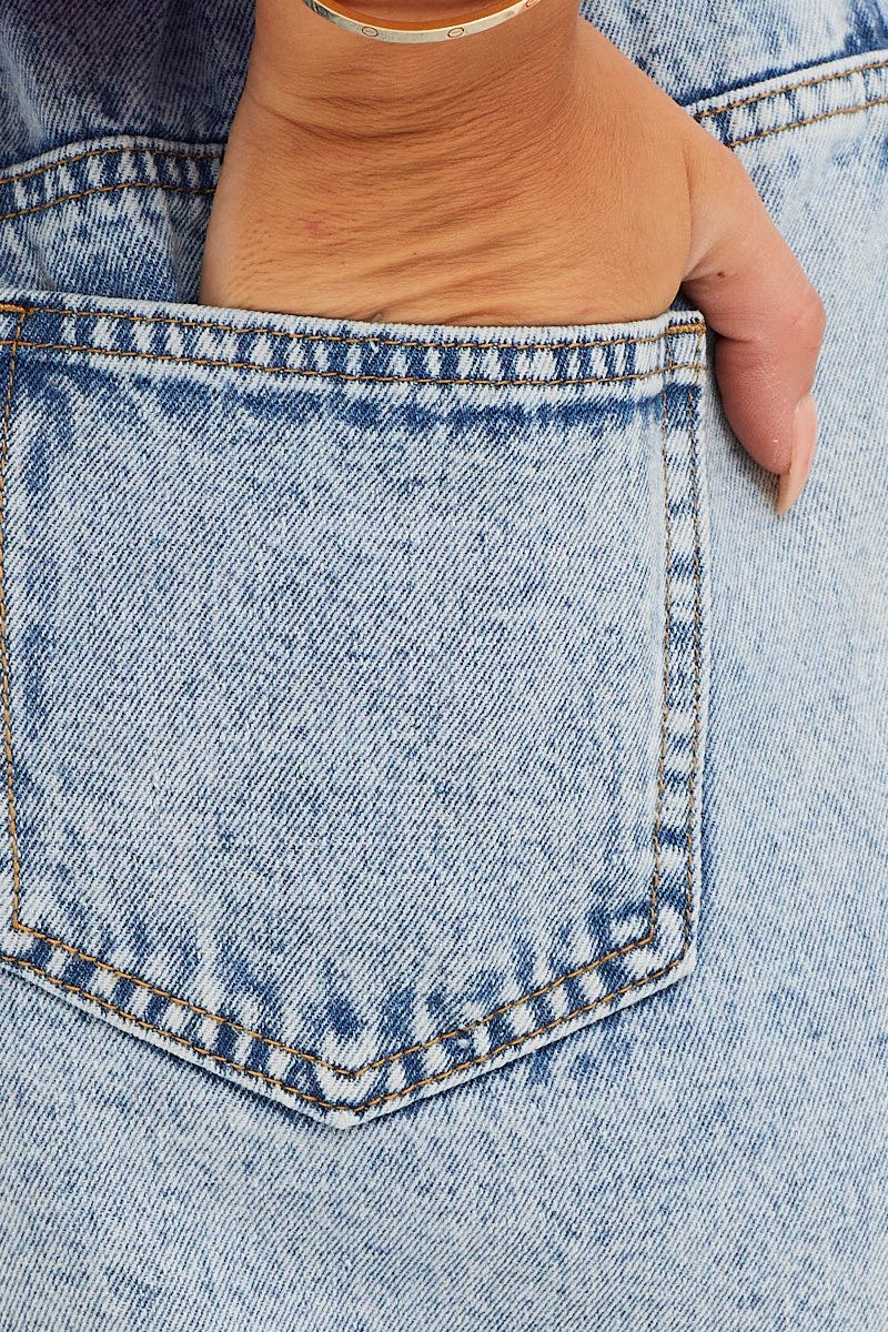 Blue High Rise Relaxed Denim Shorts - Image 6